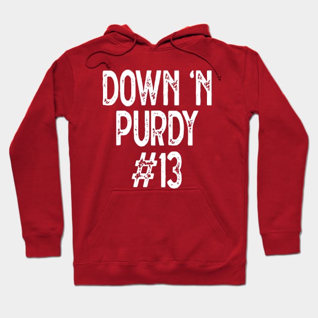 Down 'N Purdy #13 Brock Purdy American Football Quarterback Hoodie by S-Log